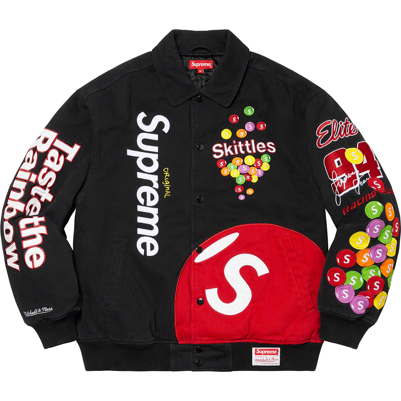 Supreme Skittles Mitchell & Ness Varsity Jacket Black