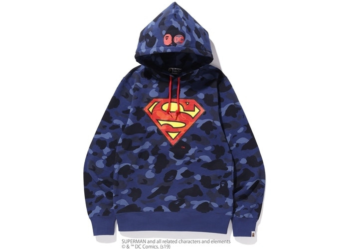 BAPE x DC Superman Color Camo Pullover Hoodie "Navy"