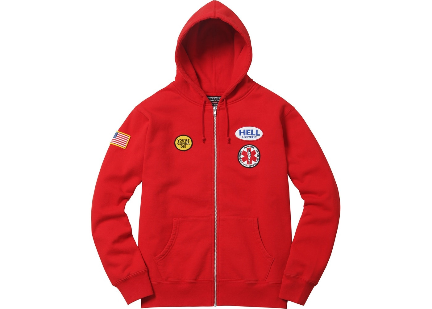Supreme Hysteric Glamour Patches Zip Up Sweatshirt "red"