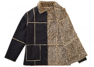 Supreme Reversible Faux Suede Leopard Coat "Black"