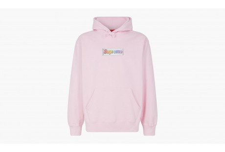 Supreme Bling Box Logo Hooded Sweatshirt Light Pink